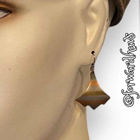 Copper Brass & Silver Tone Hand Crafted Dangle Earrings - Picture 6 of 12